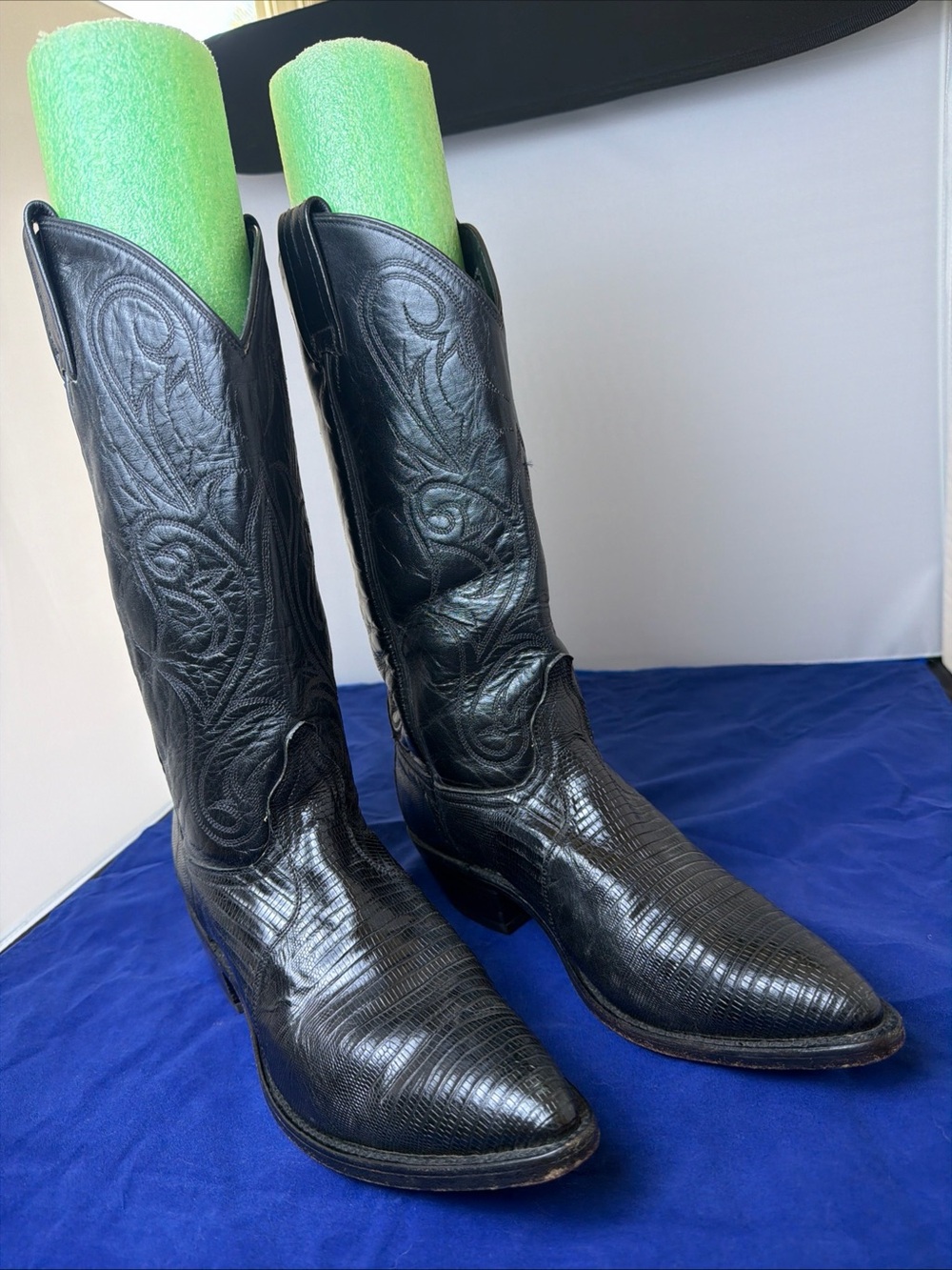 Dan Post Exotic Women’s Winston Teju Lizard Western Boots J-Toe Almond Point 9.5